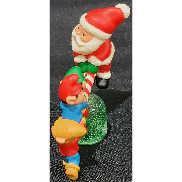 Avon SANTA'S SEE-SAW Christmas Ornament Santa elf on gumdrop teeter totter 1983 - Picture 7 of 10